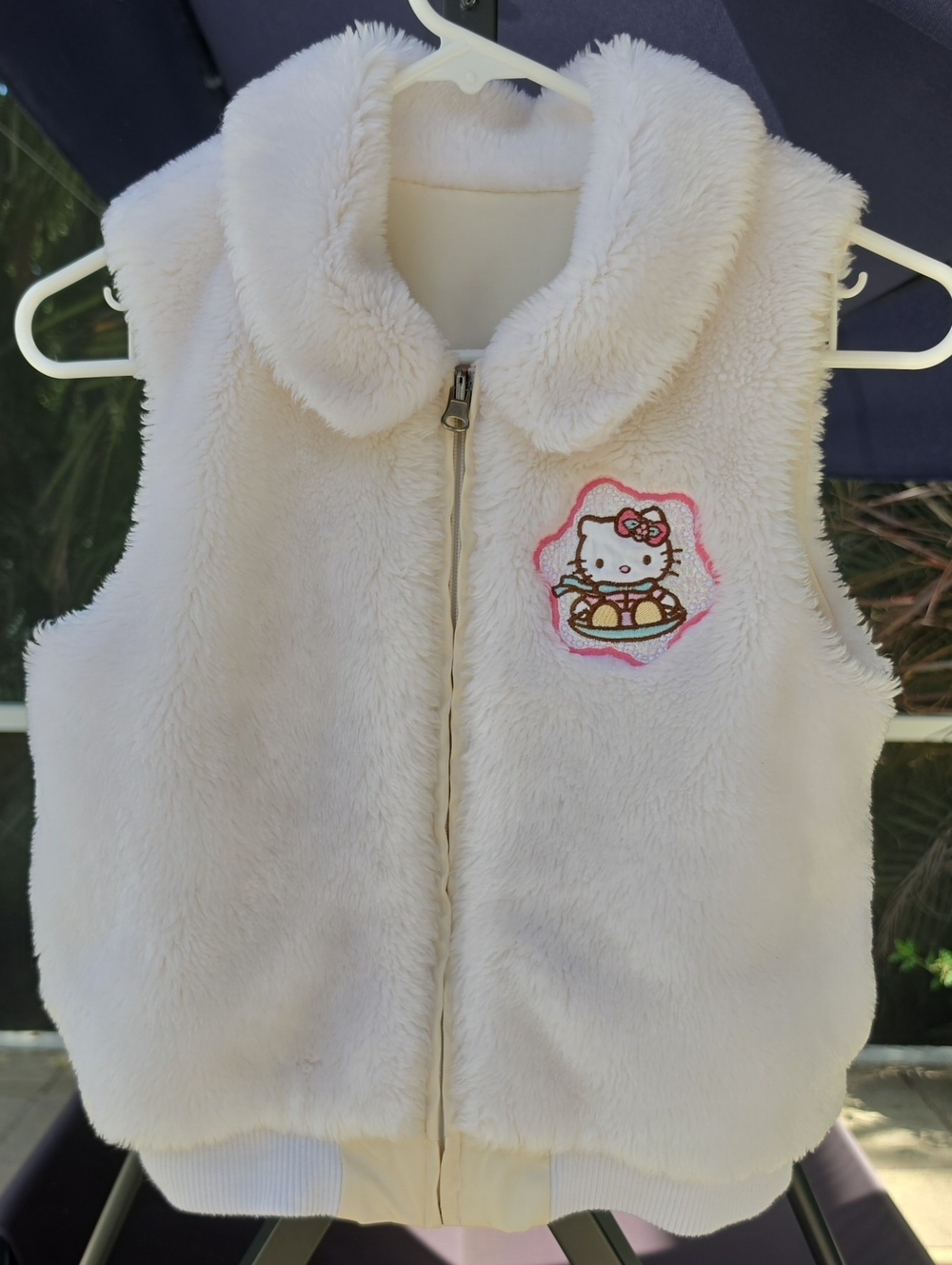 HELLO KITTY White Faux Fur Reversible Vest